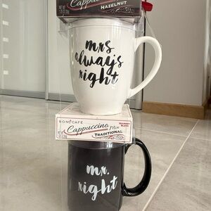 NWT Mr. and Mrs. Right Coffee Mug Set